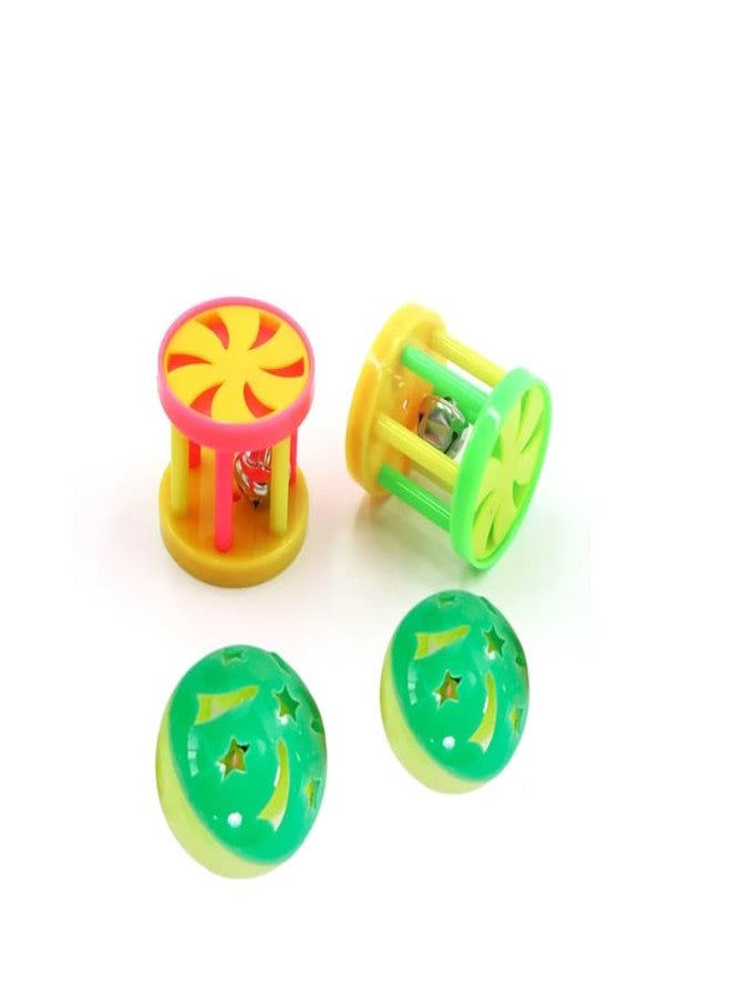 KittuPet مجموعة دوغ تراست من 4 كرات لعب للقطط مع جرس، كرة لعبة للقطط مع جرس، كرة لعبة بلاستيكية تفاعلية للقطط مع جرس للعب الداخلي وتدريب القطط الصغيرة، لون عشوائي - Image 1